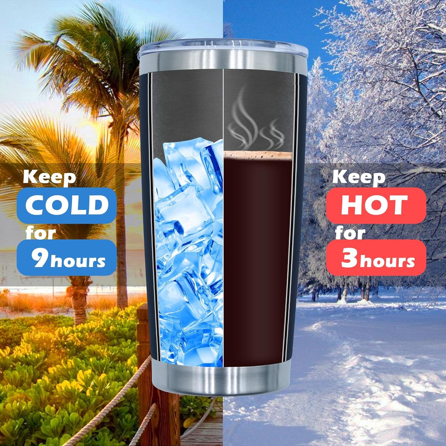 20oz Tumbler Bulk Stainless Steel Tumblers with Lid Vacuum Insulated Double Wall Travel Coffee Mug Powder Coated Tumbler Cup for Hot and Cold Drinks(Navy Blue, 1 pack)