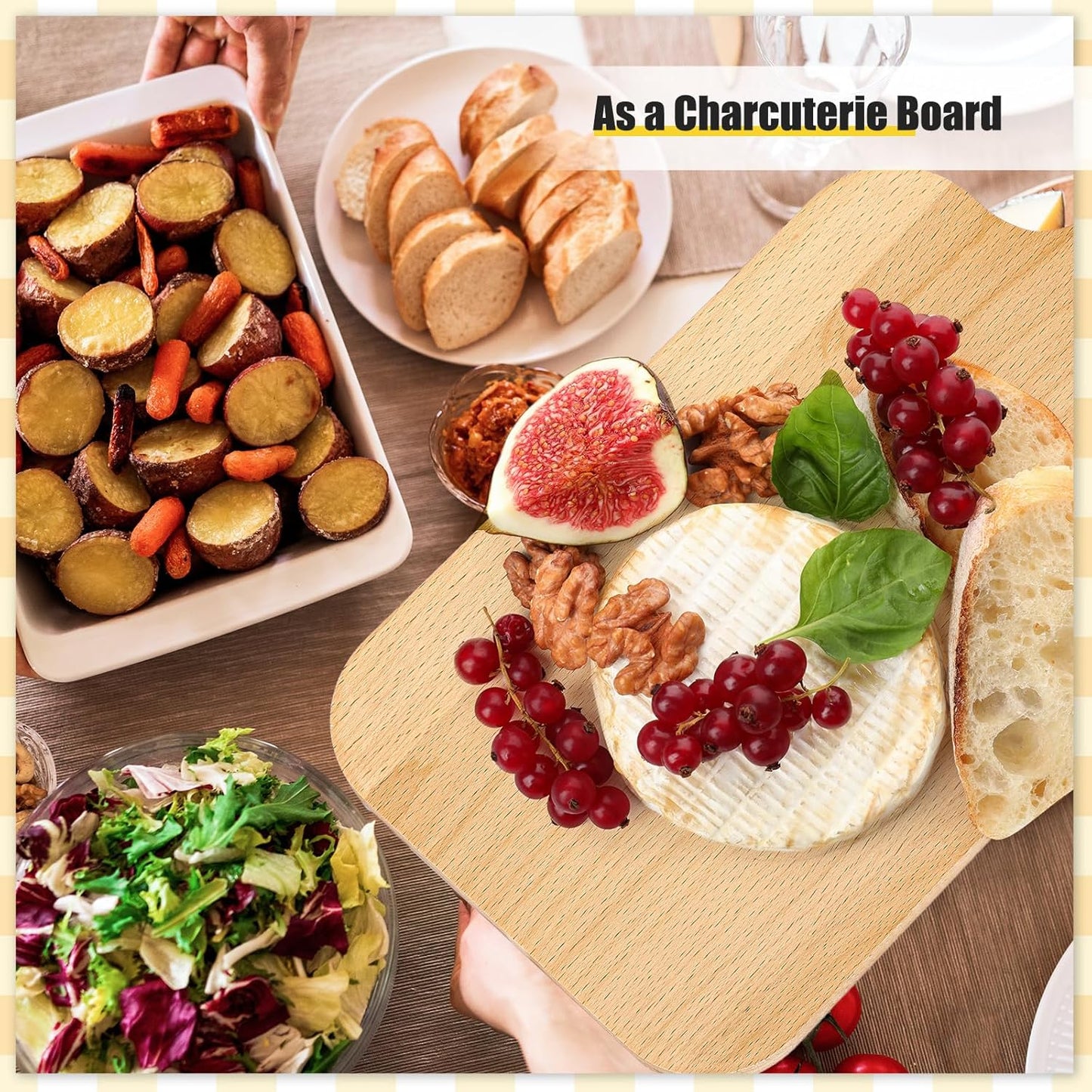 Lounsweer 6 Pcs Thicken Cutting Board Bulk Wood Board for Chopping Serving Charcuterie Material for Laser Engraving Mother' Day Wedding Housewarming Gift