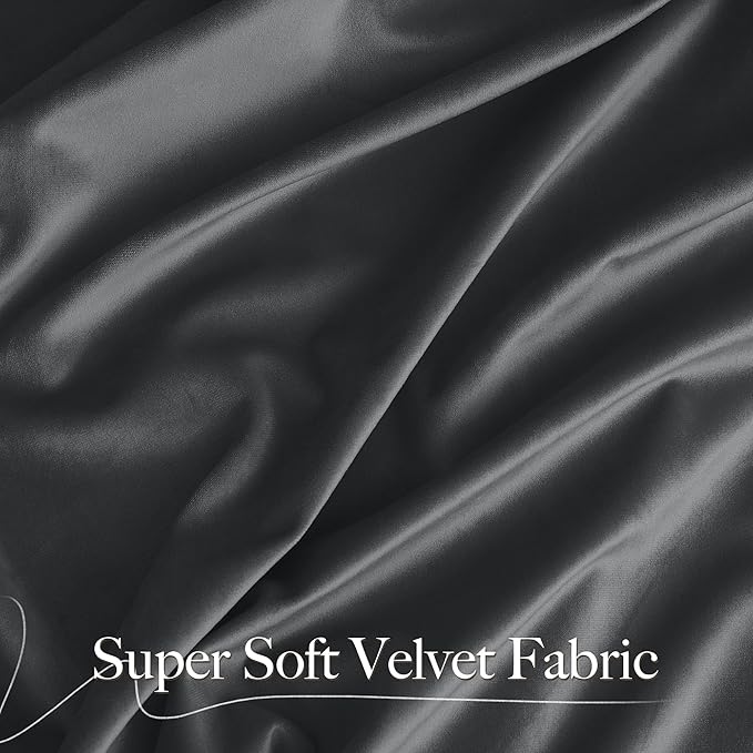 NICETOWN Grey Velvet Blackout Curtains 108 inches Long - Image 8