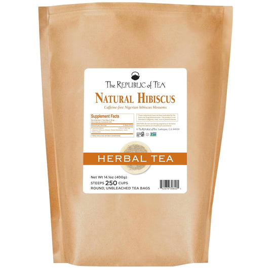 The Republic of Tea Natural Hibiscus Superflower Herbal Tea, 250 Tea Bags, Ruby Red Hibiscus Fine Blend