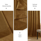 NICETOWN Gold Brown Velvet Curtains 2 Panels, Luxury and Soft Backdrops - Image 6