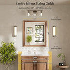 36x32 Inch Bathroom Mirror for Wall, Anti-Rust Walnut Wood Grain Metal Framed - Image 2