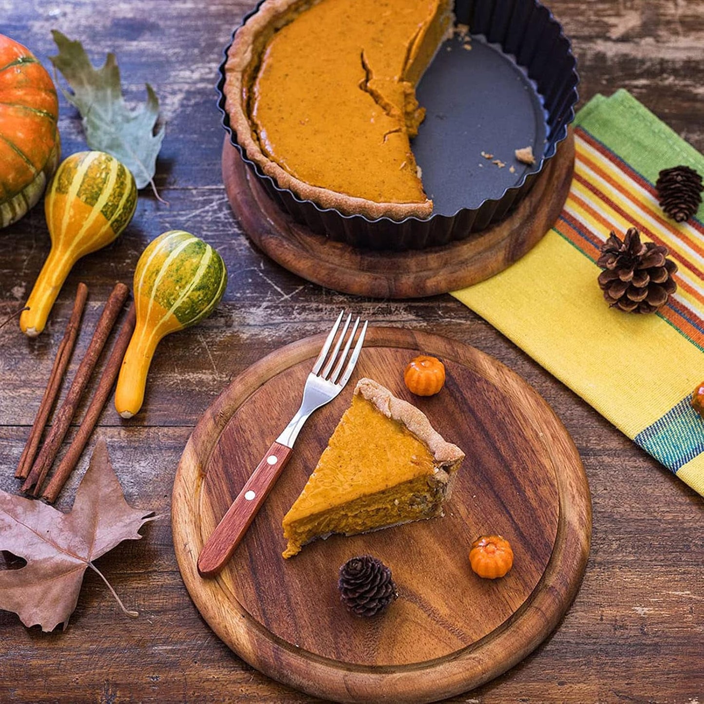 2 Pack Nonstick Tart Pan, Quiche Pan, Carbon Steel Deep-dish Pie Pan with Removable Loose Bottom (9.4 In)