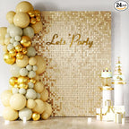 COKAOBE Champagne Gold Sequin Wall Backdrop 24PCS Square Sequin Backdrop by COKAOBE