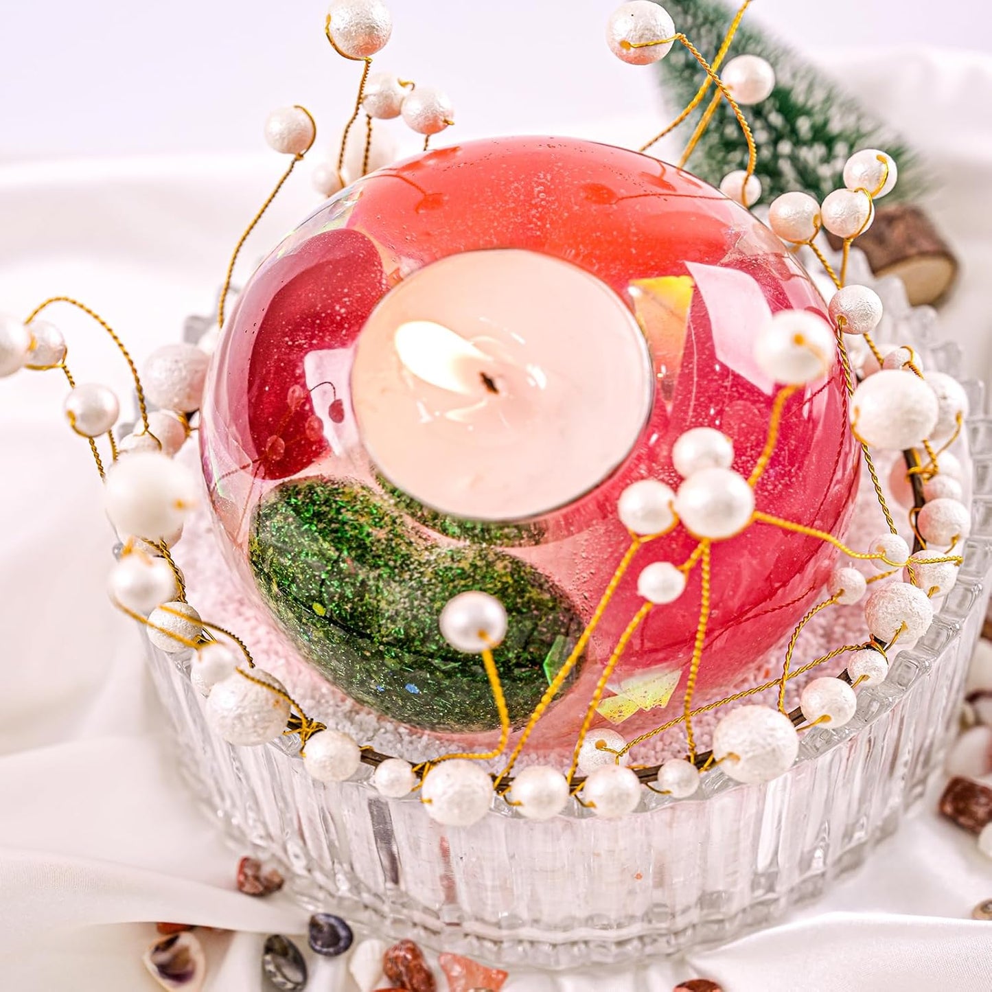 2 Pcs Tealight Candle Holder Resin Molds, Set of Large + Small Sphere Candlestick Silicone Molds for DIY Round Crystals Ball Candle Vessels Craft Epoxy Casting Home Table