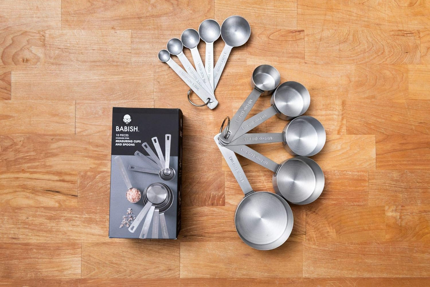 Babish 10-Piece Stainless Steel Measuring Cups & Spoon Set