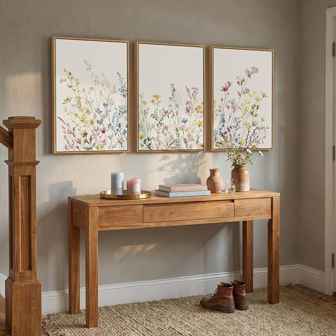 3 Piece Framed Watercolor Floral Canvas Wall Art - Image 5