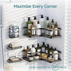 Veken Corner Shower Caddy 5-Pack, Advanced Rustproof Design, No Drilling - Image 2