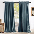 NICETOWN Slate Blue Blackout 90 inch Velvet Curtains by NICETOWN
