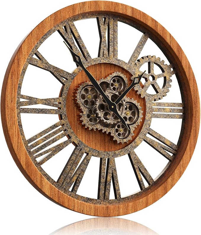 HOIBAI Wall Clock, 24 Inch Moving Gears Clock Large Wall Clock - Image 2