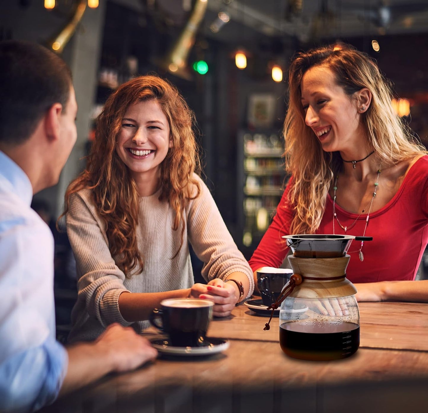 AGOGO Pour Over Coffeemaker Dripper with 304 Stainless Steel Filters Carafe High Capacity 8 Cup