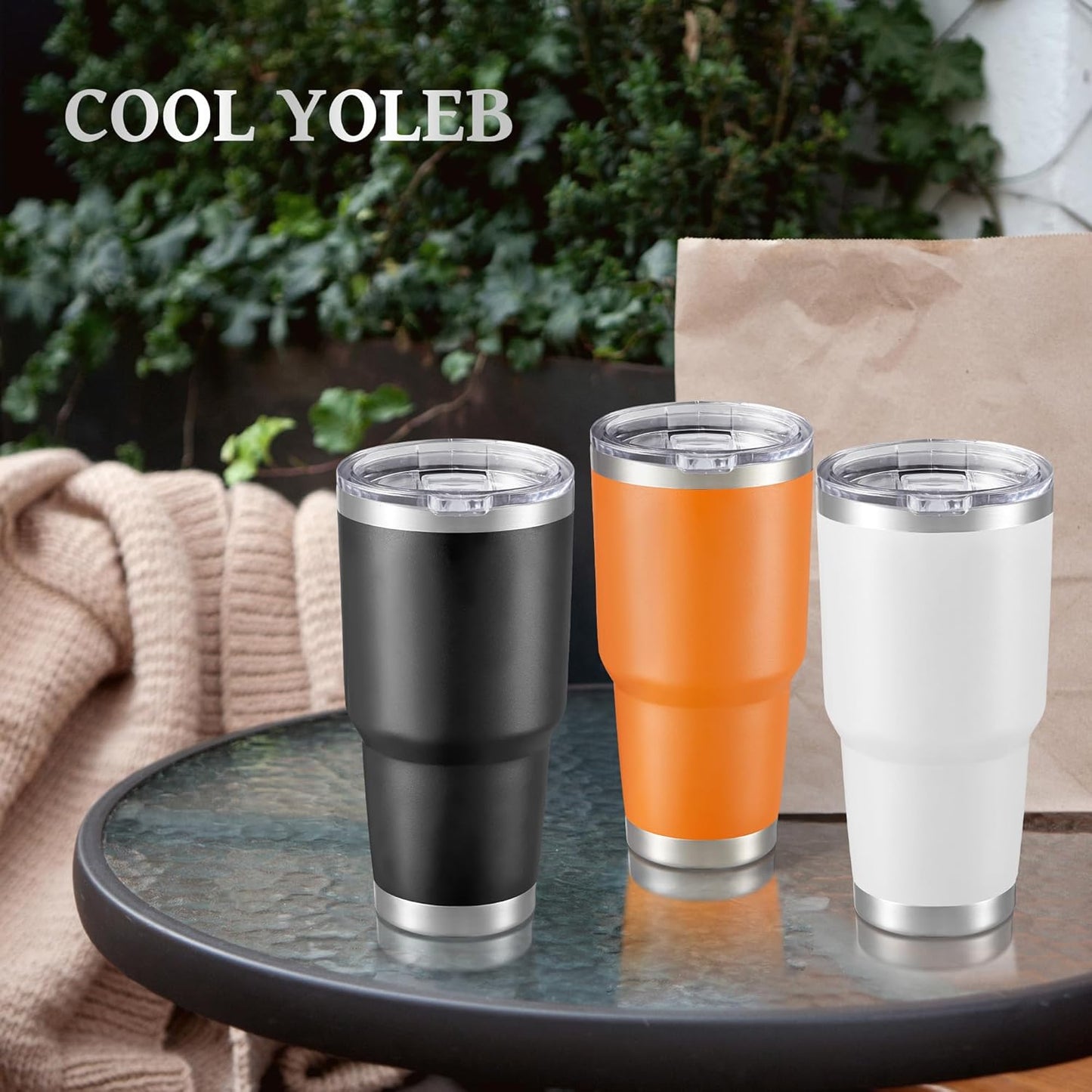 30 oz Tumbler with Lid Stainless Steel Tumblers Bulk Vacuum Insulated Cup Reusable Powder Coated Travel Mug Double Wall Leak Proof Cups Keep Cold Drinks for 12 Hours Orange, Set of 12