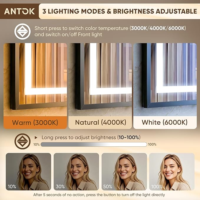 Antok 72X36 LED Bathroom Mirror - Image 6