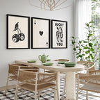 Heiple Framed Set of 3 Poker Wall Art Lucky You Poster, Trendy Retro Print Wall - Image 6
