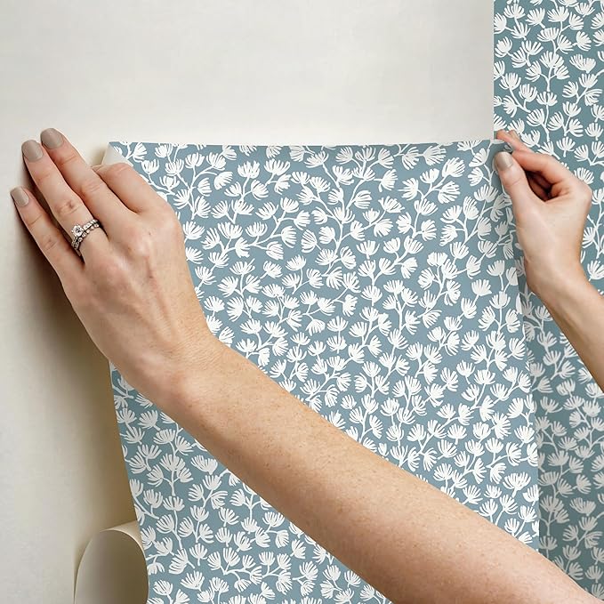 NuWallpaper x Society Social Sea Fern Slate Blue Peel and Stick Wallpaper - Image 6