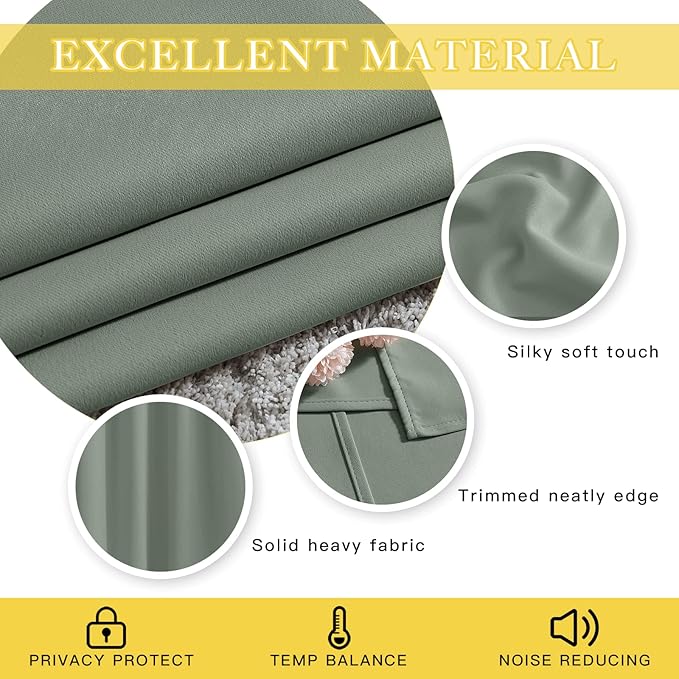 NICETOWN Sage Green Sliding Door Curtains 95 inches Long - Image 5