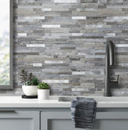 AULIGET 40 Sheets Peel and Stick Backsplash, Distressed Wood Look PVC Wall - Image 4
