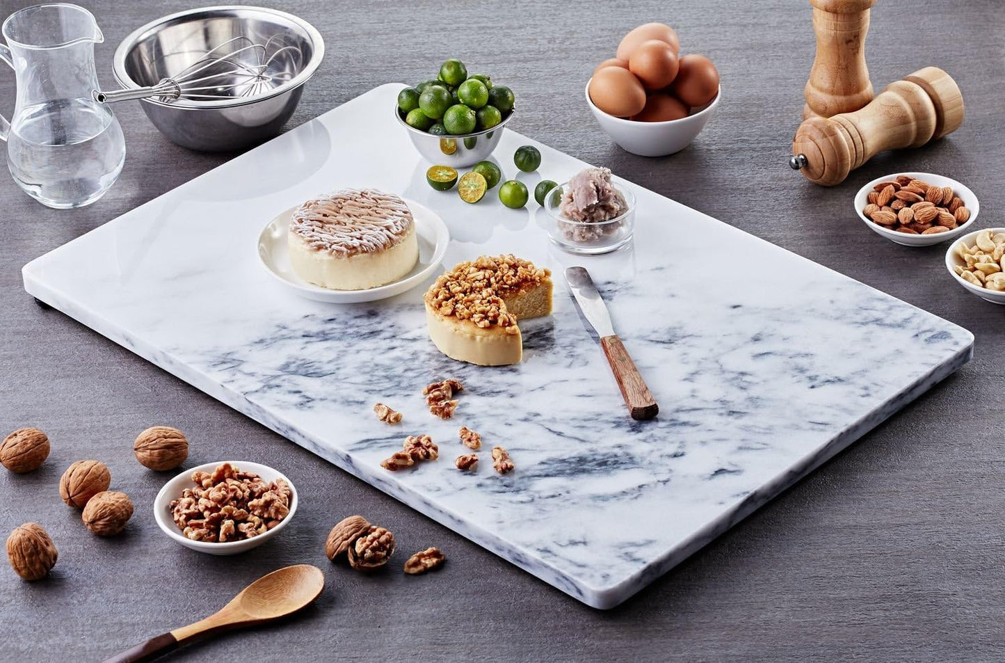 JEmarble Pastry Board 12x16 inch with Non-Slip Rubber Feets for Stability Perfect for Keep the Dough Cool and Chocolate Tempering(Premium Quality)