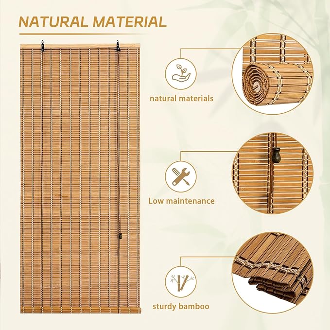 Natural Bamboo Blinds for Interior Windows 36 Wide - Image 4