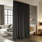 Room Divider Curtains for Ceiling Track Rod, 4.3 ft Wide x 10 ft Tall, Dark Grey by RoomDarkning