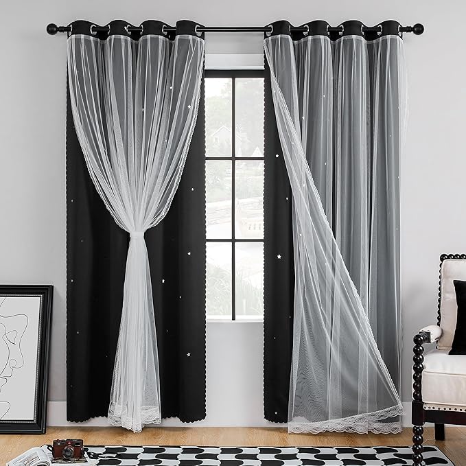 XiDi Grommet Blackout Curtains for Bedroom & Living Room, Unicorn Pattern by Addsomecolortolife
