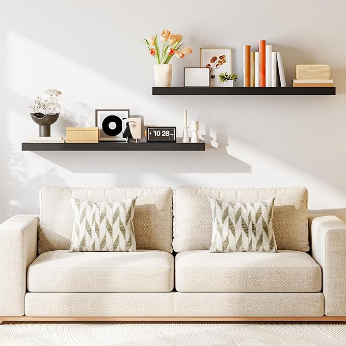 HOOBRO Floating Shelves for Wall, Wall Mounted Shelf Set of 2, 47.2" Hanging - Image 5