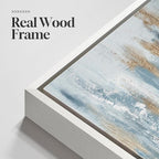 Large White Framed Blue and Gold Abstract Canvas Wall Art, 2 Piece Modern - Image 6