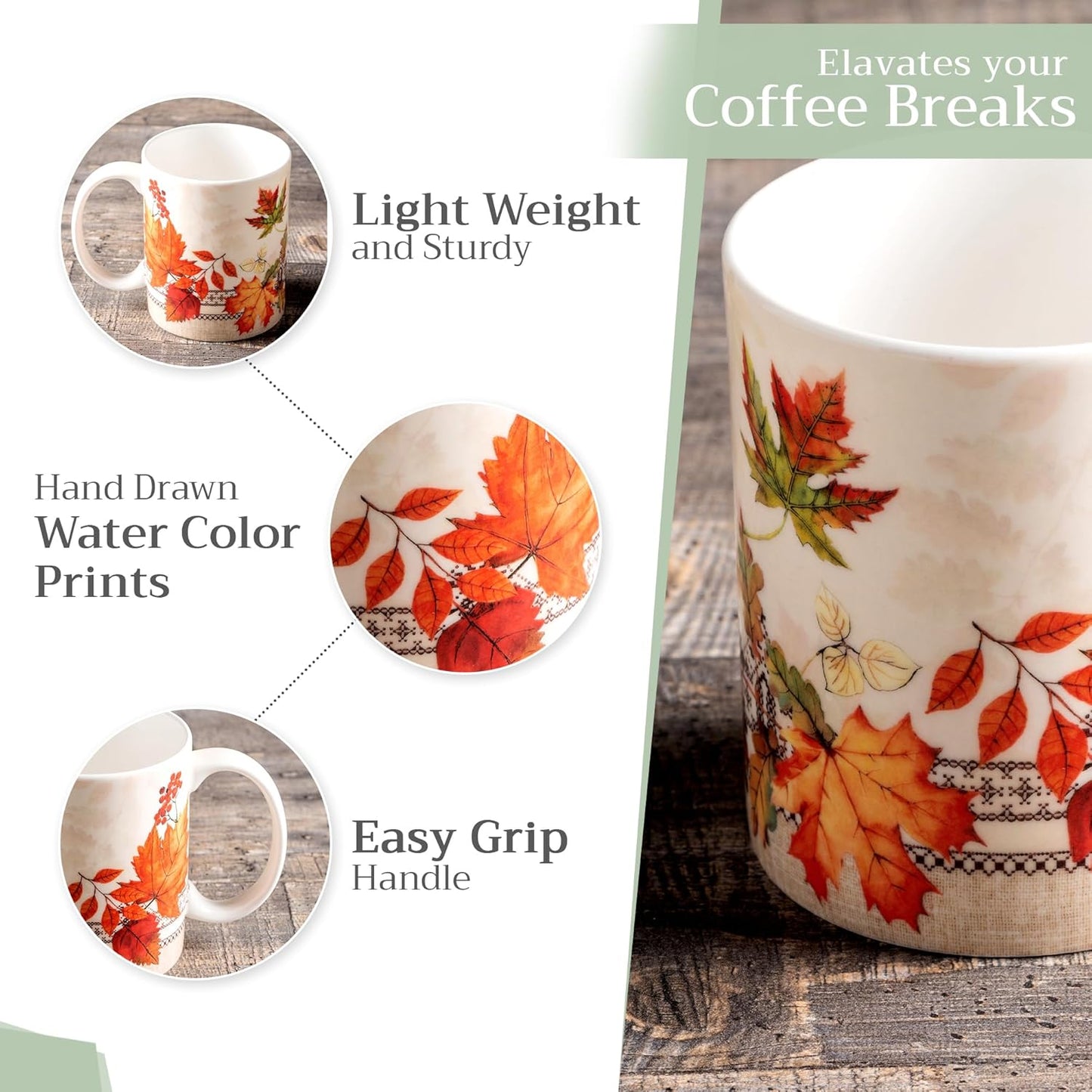 Maison d' Hermine Coffee Mug with Handles Fine Bone China Mugs Pack of Two Tea Cups for Hot Beverages Cappuccino Latte Home Restaurant Office Perfect for Gift (Amarante, 12 Ounce)