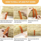 DoubleFill 2 Pcs Bamboo Shades Outdoor Reed Roll up Blinds 60" W x 72" H - Image 3