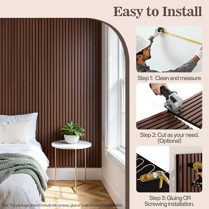 4 Pack Wood Panels for Wall, 94.4" x 12.8" Acoustic Wood Slat Wall Panel for - Image 7