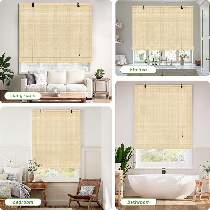 Bamboo Roman Shades, 24Wx72L Roll Up Bamboo Blind Privacy Shade - Image 6