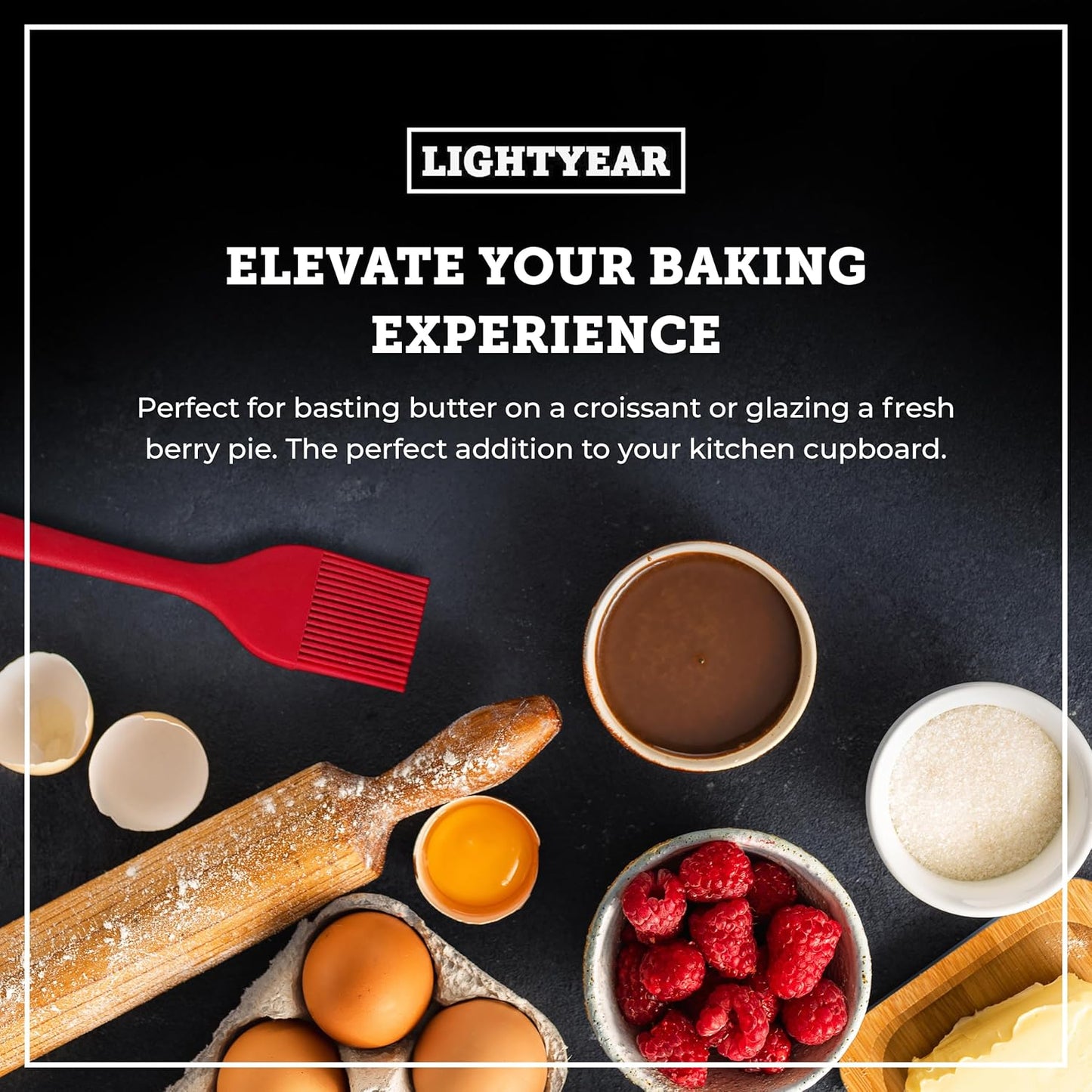 Lightyear Silicone Basting Pastry Brush Set (2 Pcs) ❘ 450°F Heat Resistant Oil Brush for Your Kitchen - Ideal For BBQ’s, Baking & Cooking | 100% Food Grade Silicone - BPA Free & Dishwasher Safe (Red)