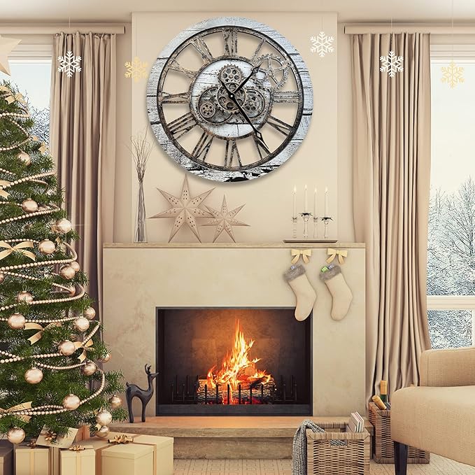 The B-Style Large Wall Clock 24 inch Moving Gear Wall Clock Oversized Vintage - Image 7