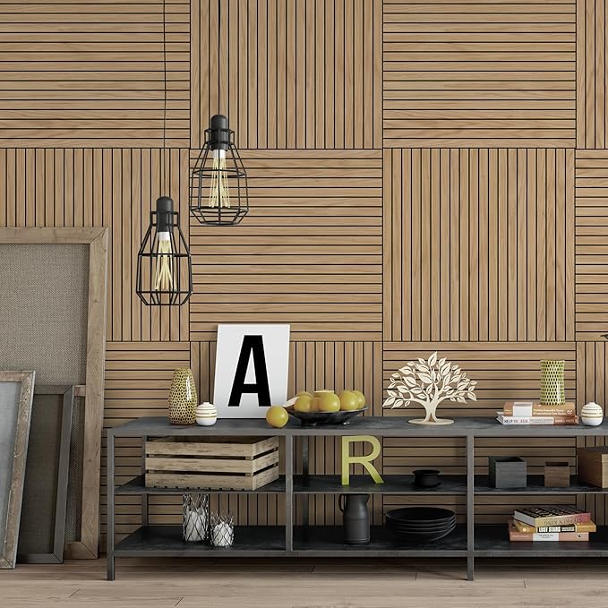 4-Piece Wood Slat Wall Panel for Interior Wall Decor Noise Cancelling 47.2" x - Image 7