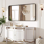 72 x 30 Inch Black Metal Framed Bathroom Mirror - Image 9