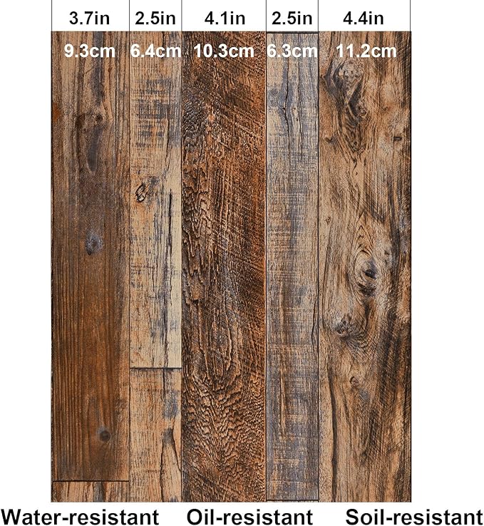 WENMER 17.71" x 118" Brown Wood Wallpaper Peel and Stick Shiplap Self Adhesive - Image 8