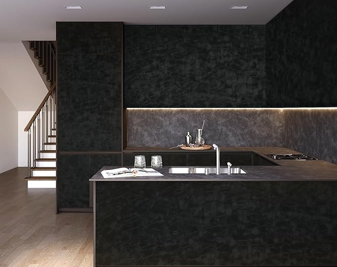 Yasinet Peel and Stick Wallpaper Black Removable Wallpaper Modern Black Contact - Image 7