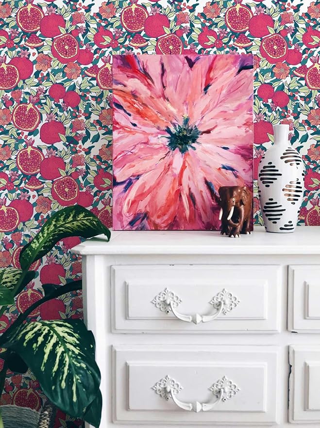 Floral Wallpaper Vintage Red Peel and Stick Wallpaper Self Adhesive Removable - Image 3