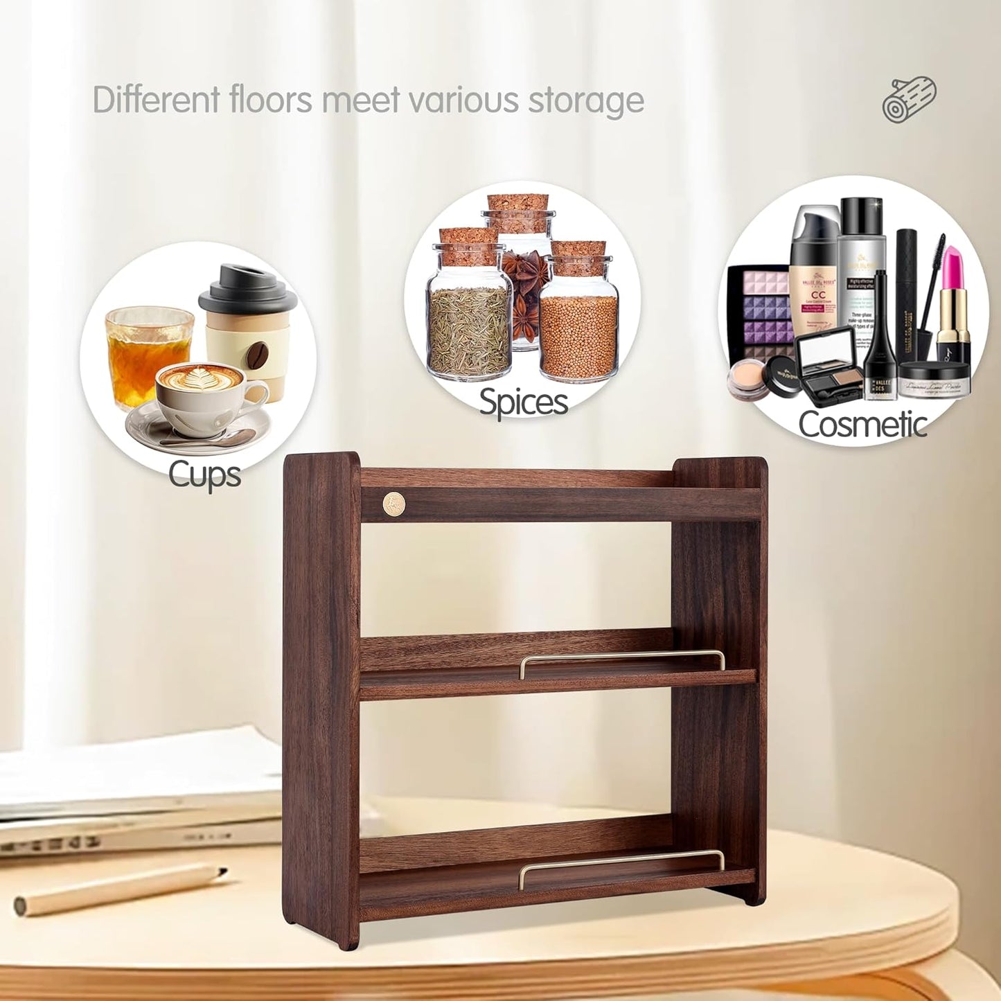 Coffee Mug Holder Wooden Cup Rack Mug Display Shelf Coffee Cup Holder for Countertop With 6 Mug Cups 3 Tier Wood Coffee Mugs Holder for Kitchen Coffee Cup Storage