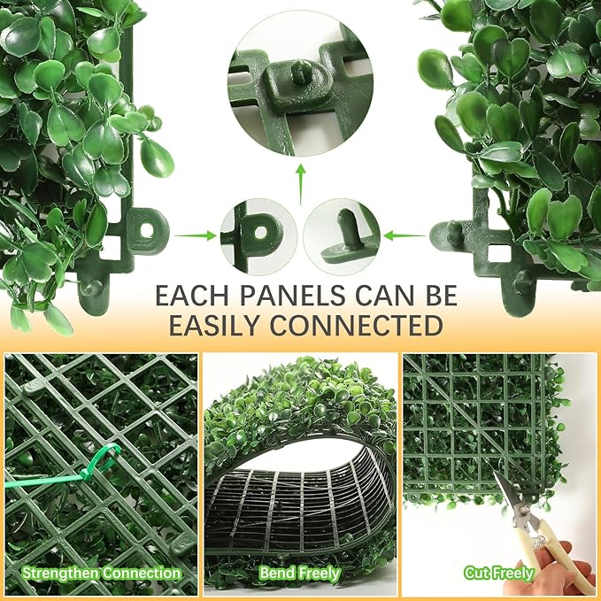 Luyue 12PCS 20”×20” Boxwood Panels, Artificial Grass Wall Panels Fake Greenery - Image 6