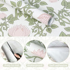 YXTII Peel and Stick Wallpaper Pink Floral Damask Wallpaper - Image 6