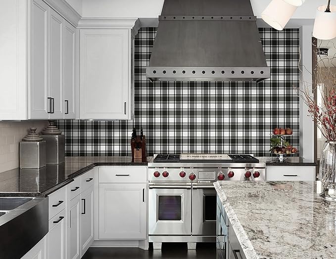 Guvana 17.7"x197" Black and White Peel and Stick Wallpaper Trellis Removable - Image 2