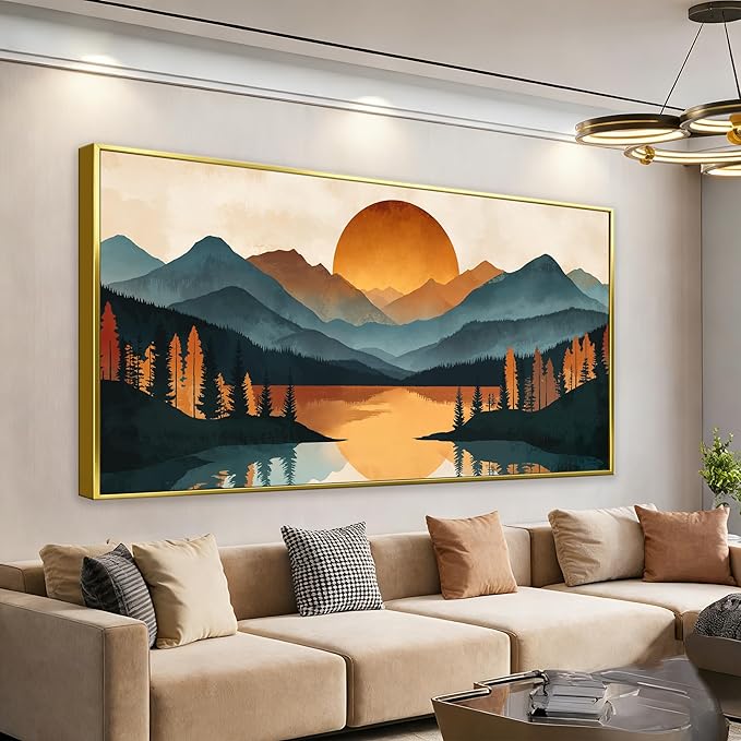Colorful Mountain Boho Wall Art by Suconvng