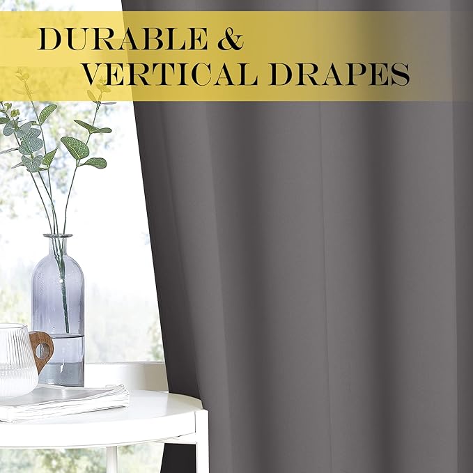 NICETOWN Grey Blackout Patio Sliding Door Curtains 84 inch Length, Grommet Room - Image 5