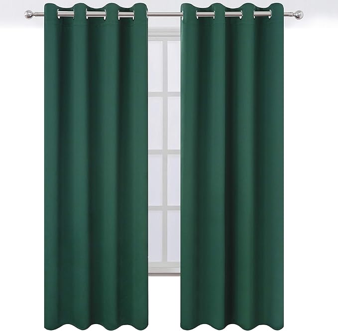 LEMOMO Dark Green Thermal Blackout Curtains/52 x 108 Inch/Set of 2 Panels Room - Image 2