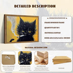 Vintage Framed Black Cat Wall Art, Mens Room Canvas Print Poster, Cool Animals - Image 5