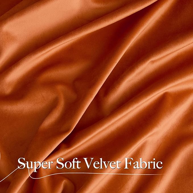 NICETOWN Orange Velvet Curtains 96 inch Long - Image 5