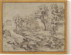InSimSea Framed Canvas Wall Art, Neutral Sketch Landscape Painting, Rustic by InSimSeaArt