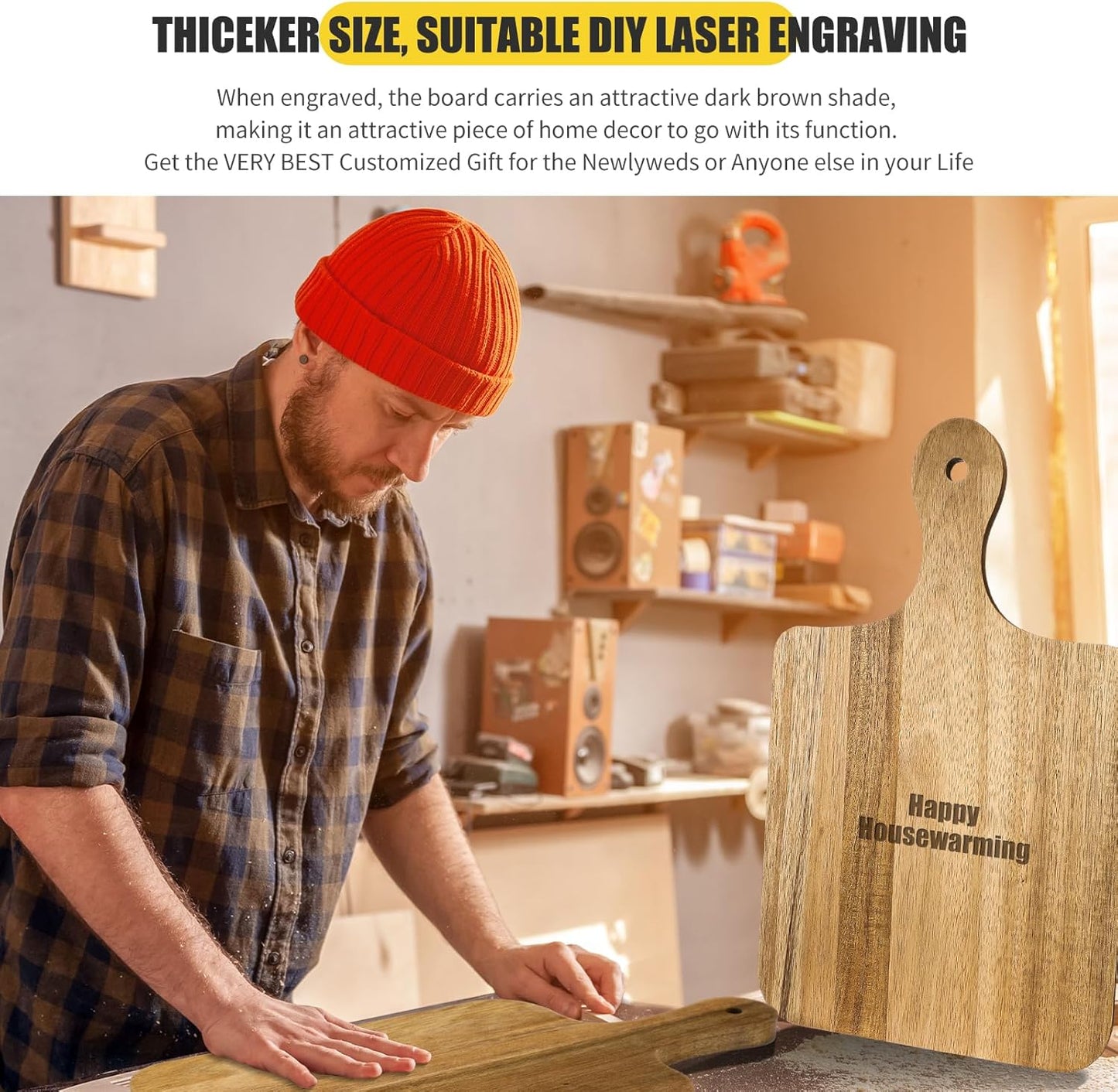 Lounsweer 6 Pcs Thicken Cutting Board Bulk Wood Board for Chopping Serving Charcuterie Material for Laser Engraving Mother' Day Wedding Housewarming Gift