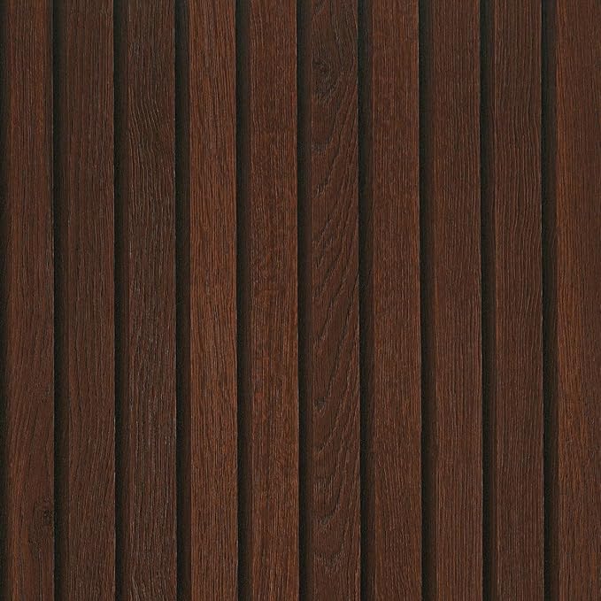 FunStick 24"x200" Slats Wood Wallpaper Peel and Stick Wall Paper Brown Walnut by FunStick